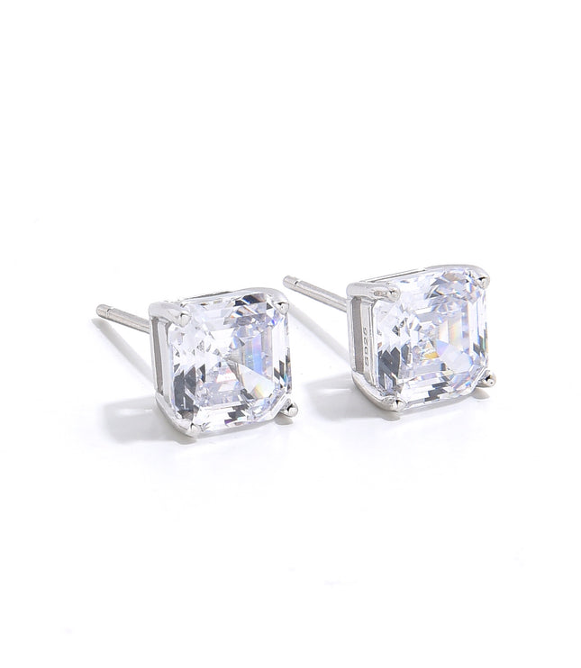 ASSCHER CUT STUDS | SILVER