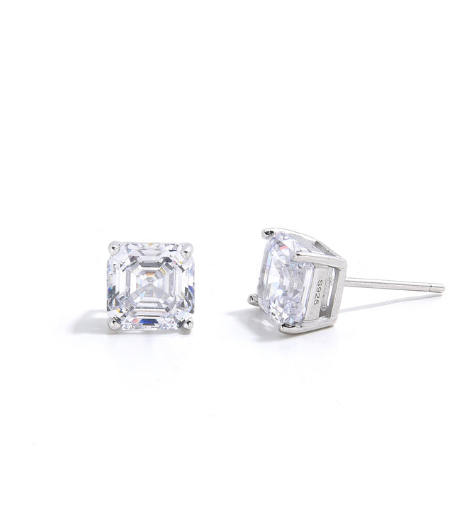 ASSCHER CUT STUDS | SILVER