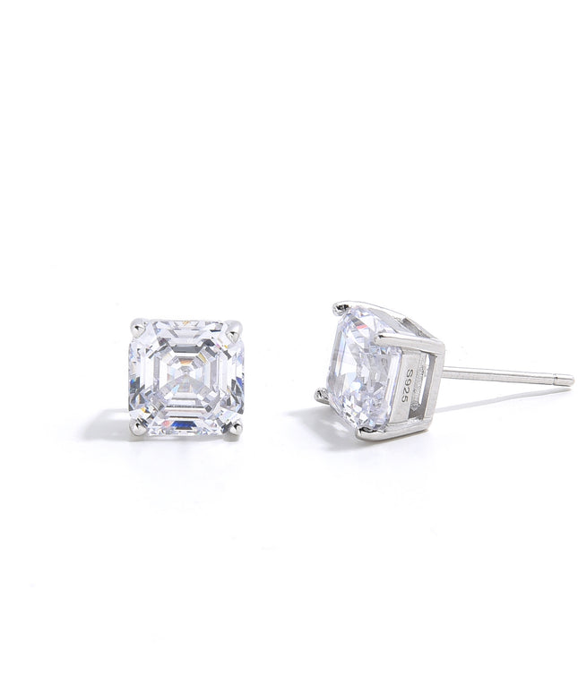 ASSCHER CUT STUDS | SILVER