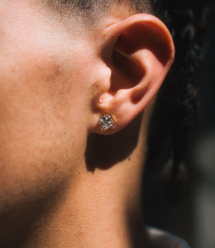 Asscher Cut Studs | Gold