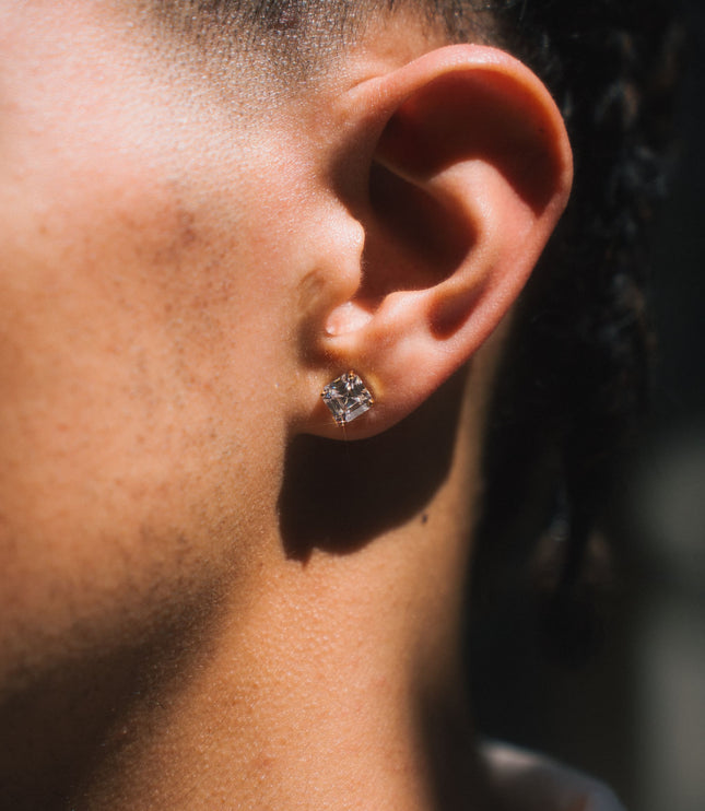 Asscher Cut Studs | Gold