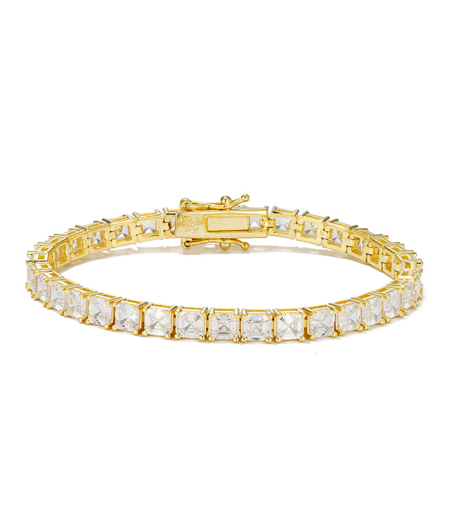 Asscher Tennis Bracelet 5mm | Gold