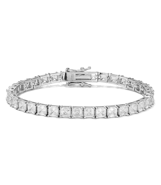 Asscher Tennis Bracelet 5mm | Silver