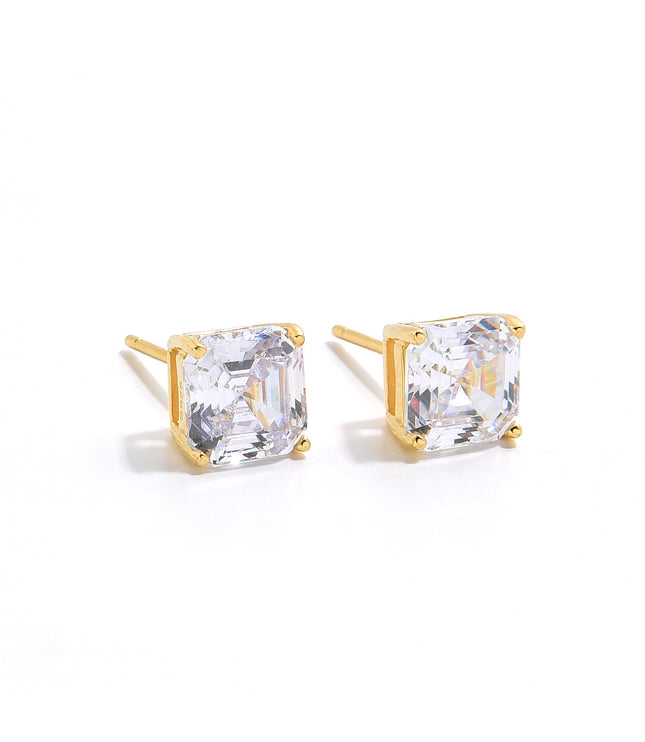 Asscher Cut Studs | Gold