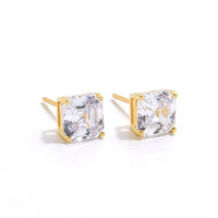 Asscher Cut Studs | Gold