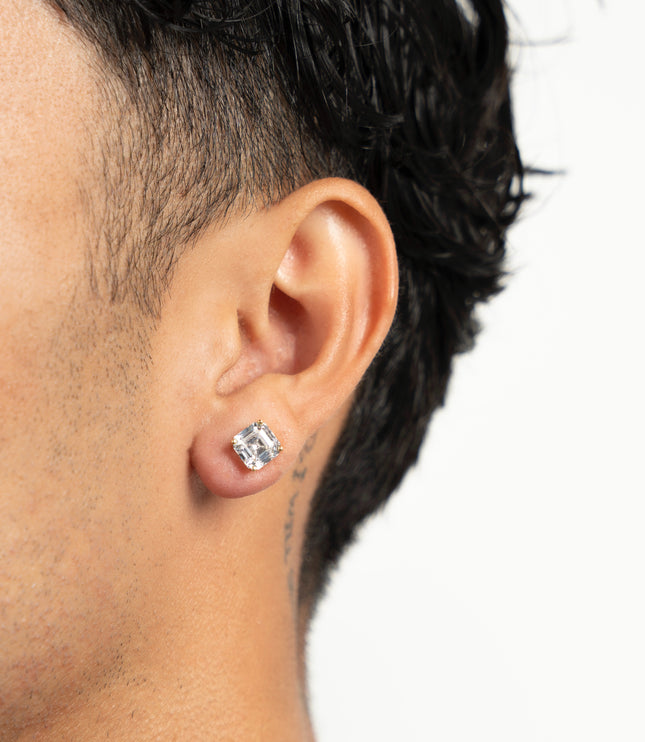 Asscher Cut Studs | Gold