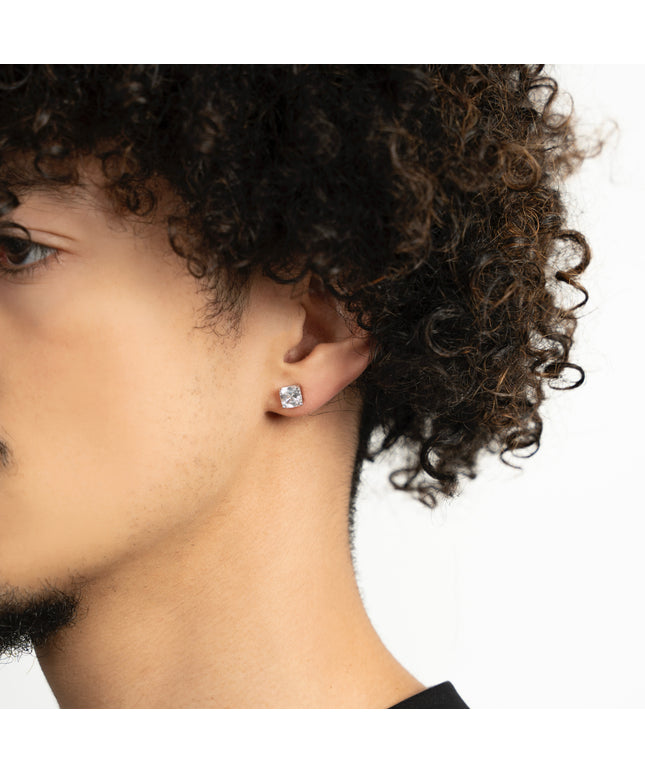 ASSCHER CUT STUDS | SILVER