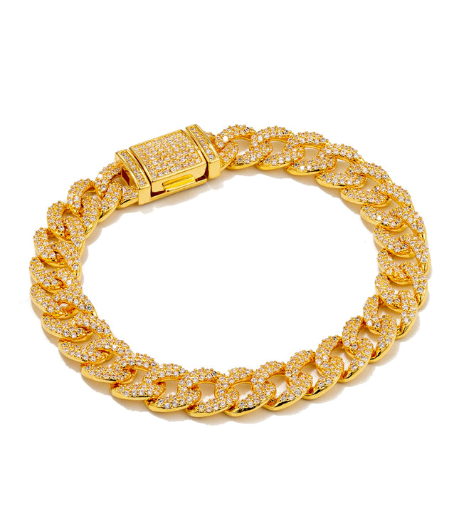 Iced Out Cuban Bracelet 8mm | Gold