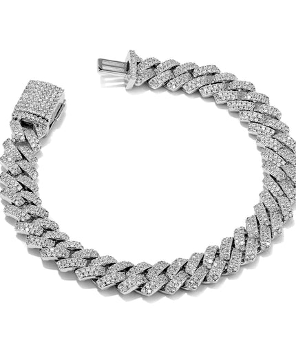 Iced Out Cuban Bracelet 9mm | Silver