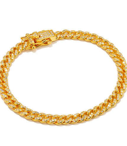 ICED OUT CUBAN BRACELET 4mm | GOLD