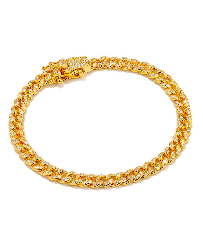 ICED OUT CUBAN BRACELET 4mm | GOLD