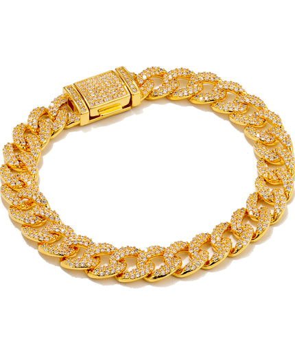 ICED OUT CUBAN BRACELET 8mm | GOLD