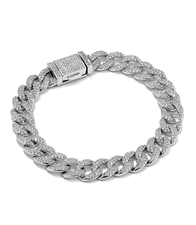 ICED OUT CUBAN BRACELET 8mm | SILVER