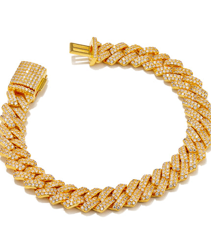 ICED OUT CUBAN BRACELET 9mm | GOLD